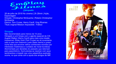 Missão Impossível 6 - Efeito Fallout (2018) Tom Cruise # Espionagem, Suspense, Ação