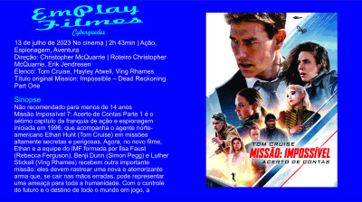 Missão Impossível 7 - Acerto de Contas Parte 1 (2023) Tom Cruise # Espionagem, Suspense, Ação