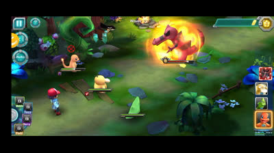 Jugando pokeland legends en el celular