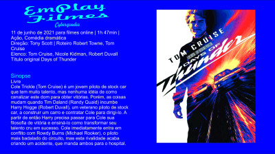 Dias de Trovão (1990) Tom Cruise, Nicole Kidman